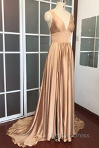 Long Chiffon V-Neck Empire Waistline Leg Slit Bridesmaid Dresses