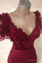 Long Prom Dresses burgundy with sleeves