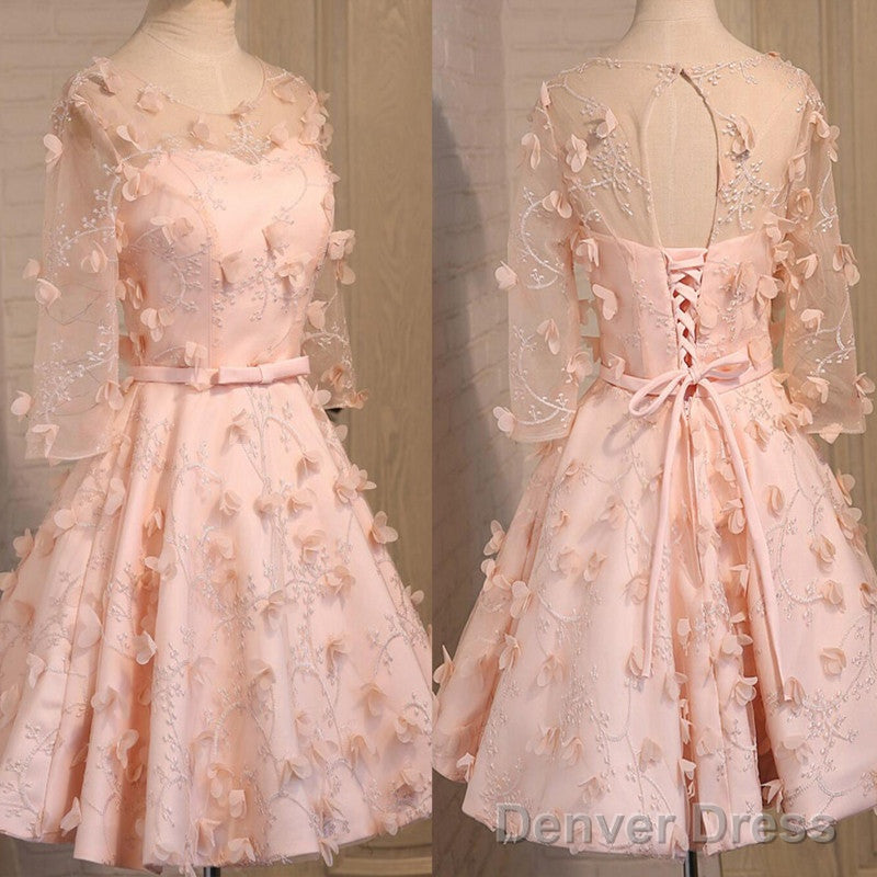 Long Illusion Sleeve  Clairvoyant Outfit Lace Up Back For Teen Organza Full Appliques Homecoming Dress Secondary image
