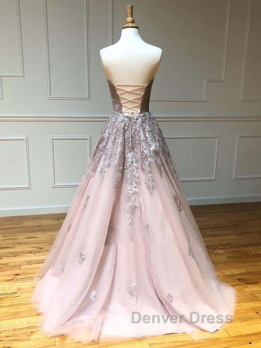 Long Lace Prom Dress with Corset Back, Long Lace Prom Graduation Dresses