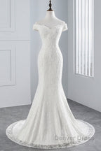 Long Mermaid Lace Off Shoulder Lace-up Wedding Dresses