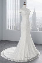 Long Mermaid Lace Off Shoulder Lace-up Wedding Dresses