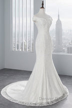 Long Mermaid Lace Off Shoulder Lace up Wedding Dresses