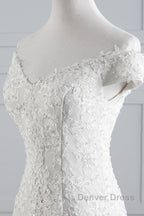 Long Mermaid Lace Off Shoulder Lace-up Wedding Dresses