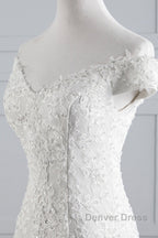 Long Mermaid Lace Off Shoulder Lace up Wedding Dresses