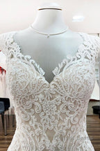 Long Mermaid Lace Sweetheart Open Back Wedding Dresses with Appliques Lace