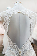 Long Mermaid Lace Sweetheart Open Back Wedding Dresses with Appliques Lace