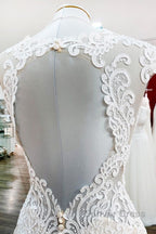 Long Mermaid Lace Sweetheart Open Back Wedding Dresses with Appliques Lace
