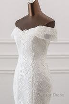 Long Mermaid Off the Shoulder Appliques Lace Tulle Wedding Dresses