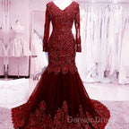 Long Mermaid Sequin Beaded Green Prom Dresses With Sleeves Lace Evening Dresses