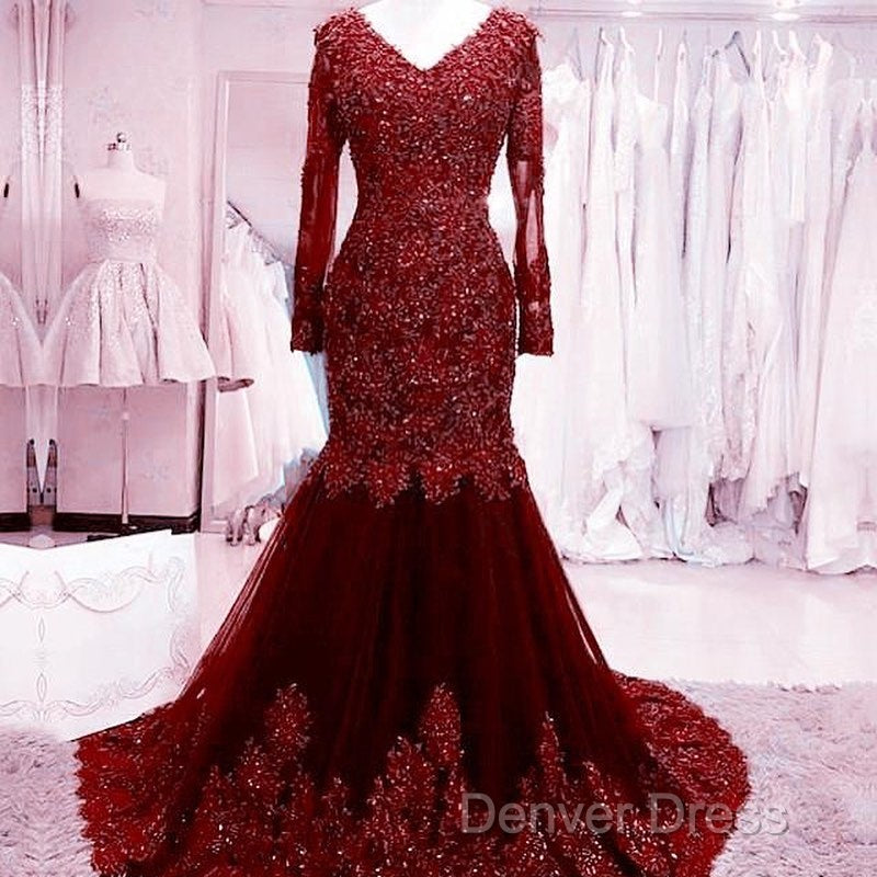 Long Mermaid Sequin Beaded Green Prom Dresses With Sleeves Lace Evening Dresses