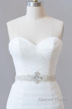 Long Mermaid Strapless Tulle Lace Wedding Dresses