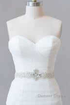 Long Mermaid Strapless Tulle Lace Wedding Dresses