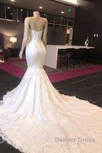 Long Mermaid Sweetheart Appliques Lace Wedding Dresses