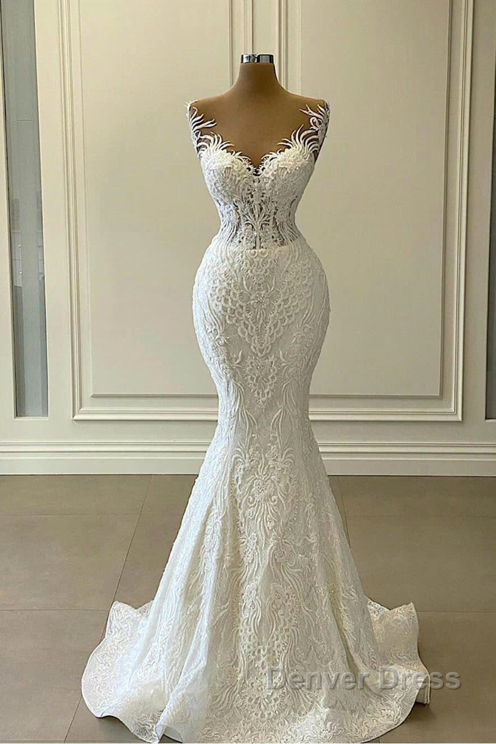 Long Mermaid Sweetheart Appliques Lace Wedding Dresses With Detachable Train Secondary image