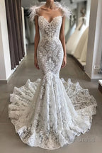 Long Mermaid Sweetheart Beading Appliques Lace Wedding Dresses