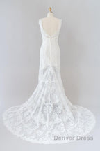 Long Mermaid Sweetheart Lace Backless Wedding Dresses