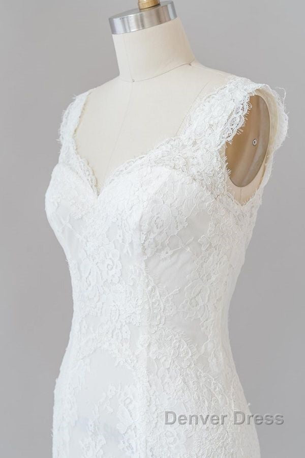 Long Mermaid Sweetheart Lace Backless Wedding Dresses