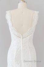 Long Mermaid Sweetheart Lace Backless Wedding Dresses