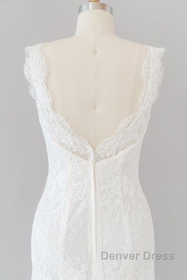 Long Mermaid Sweetheart Lace Backless Wedding Dresses