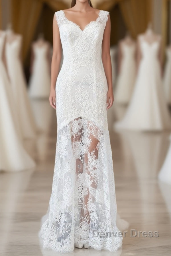 Long Mermaid Sweetheart Lace Backless Wedding Dresses Main image