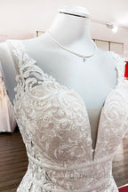Long Mermaid Tulle Sleeveless Lace Backless Wedding Dresses