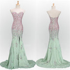 Long Mint Mermaid Sweetheart Sparkly Popular Unique Prom Dress