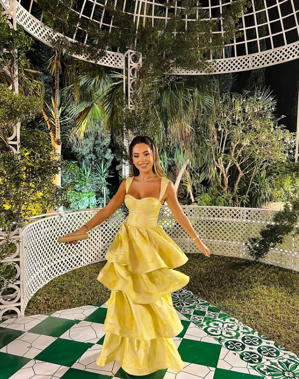 Vintage Pastel Yellow Ruffle Tiered A-Line Long Prom Dress