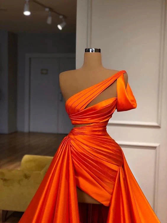 Orange Gorgeous Elegant Long Satin Ball Gowns Fashion Prom Dresses Secondary image