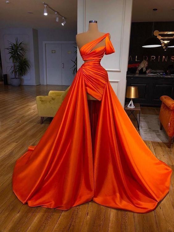 Orange Gorgeous Elegant Long Satin Ball Gowns Fashion Prom Dresses Main image