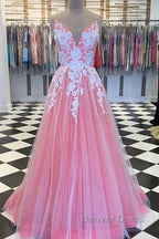Long Prom Dresses With Appliques And Beading,Evening Dresses,Charming Dance Dresses