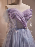 Long Purple Tulle Prom Dress, Long Purple Tulle Prom Dresses