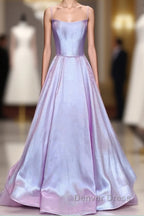 Long Satin Prom Dresses Spaghetti Straps Strapless