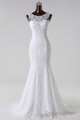 Long Scoop Lace Mermaid Wedding Dresses Bridal Dress