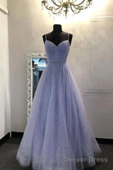 Long Sequin Lavender Sweetheart Beading Prom Dresses