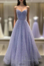 Long Sequin Lavender Sweetheart Beading Prom Dresses
