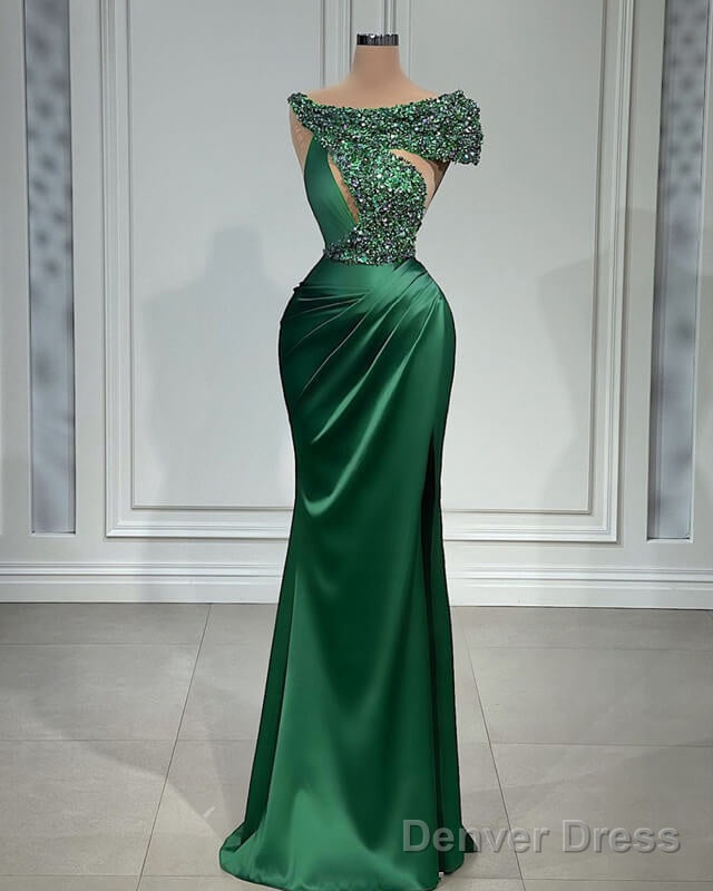 Long Sheath Satin Dress With Sequin Beaded Main image