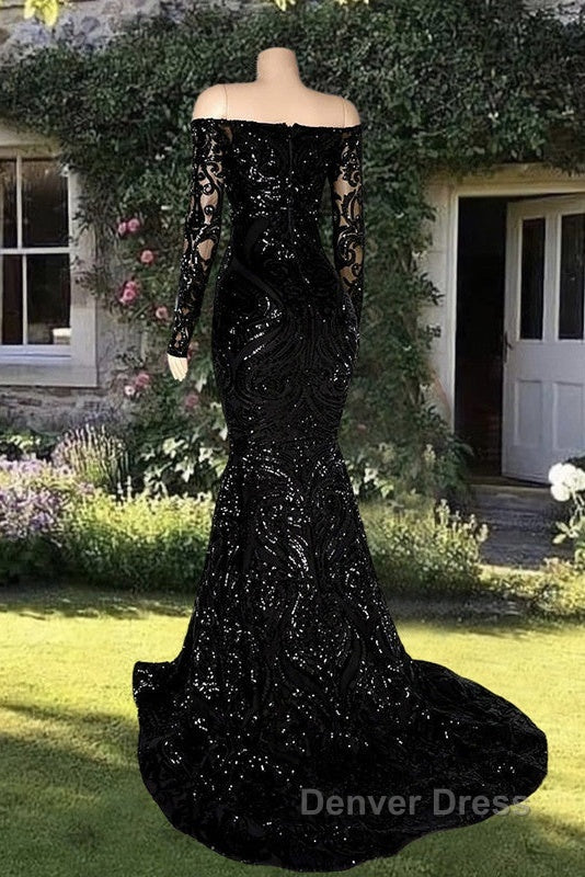 Long Sleeve Mermaid Sequin Pattern Dresses