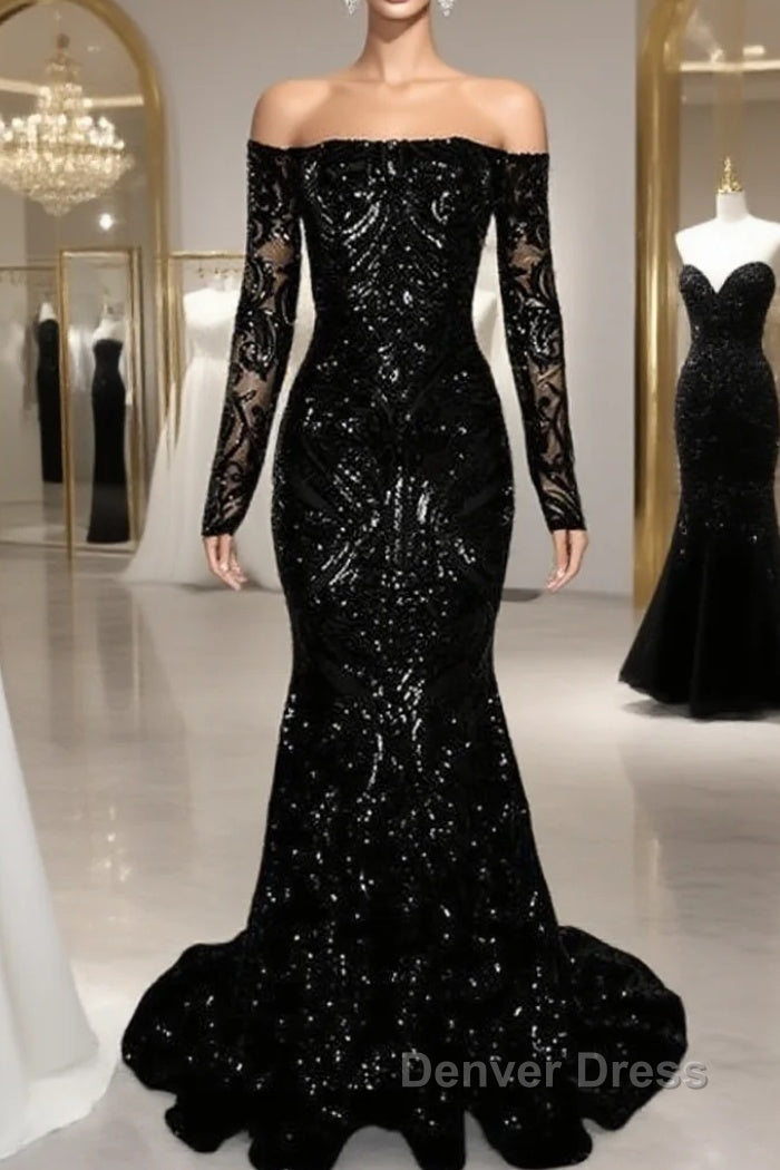 Long Sleeve Mermaid Sequin Pattern Dresses Main image