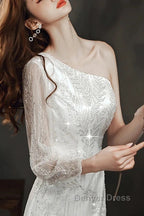 Long Sleeve Sequin Champagne Prom Dresses