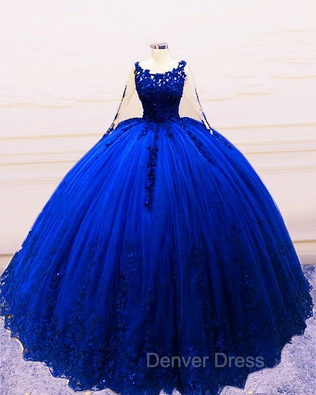 Long Sleeves Ball Gown Appliques Dresses