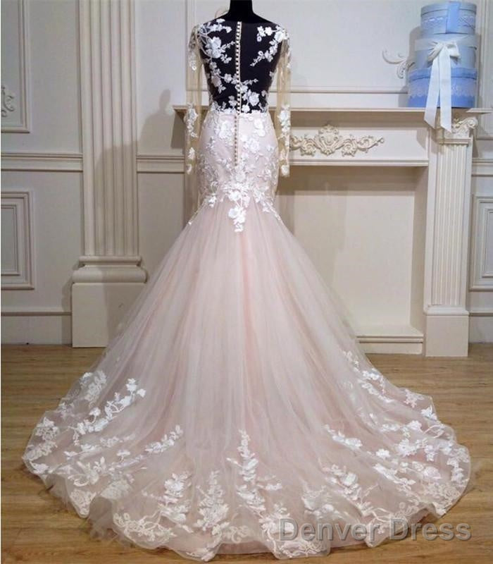 Long Sleeves Mermaid See Through Wedding Dresses Lace Embroidery Secondary image