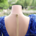 Long Sleeves Royal Blue Prom Dresses Sequin Mermaid Long Formal Dresses
