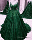 Long Sleeves Sequin Ball Gowns Dresses V Neck