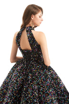 Long Sleeves Sequins Backless O Neck Quinceanera Dresses