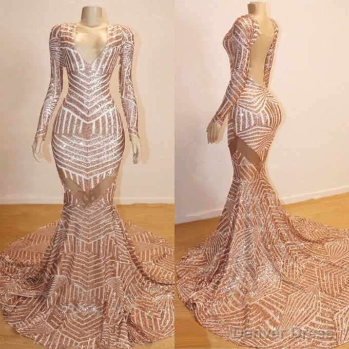 Mermaid Charming V Neck Black Sequins formal dresses evening gown Long Prom Dresses main image 1