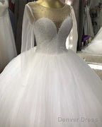 Long Sleeves Wedding Gowns Sequins Beaded