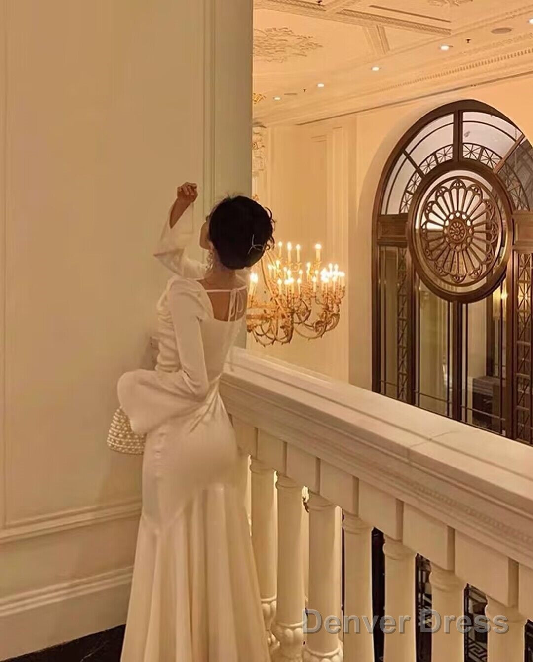 Long Sleeves White Mermaid Long Prom Dress Elegant Evening Party Gown Secondary image
