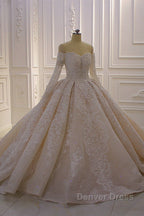 Long Sleevess Ball Gowns Off the shoulder Sequins Wedding Dresses