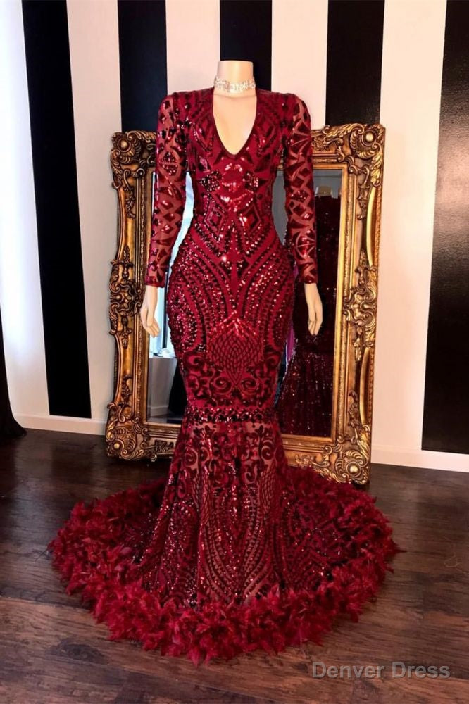 Long Sleevess V Neck Beading Patterns Long Mermaid Prom Gown Main image